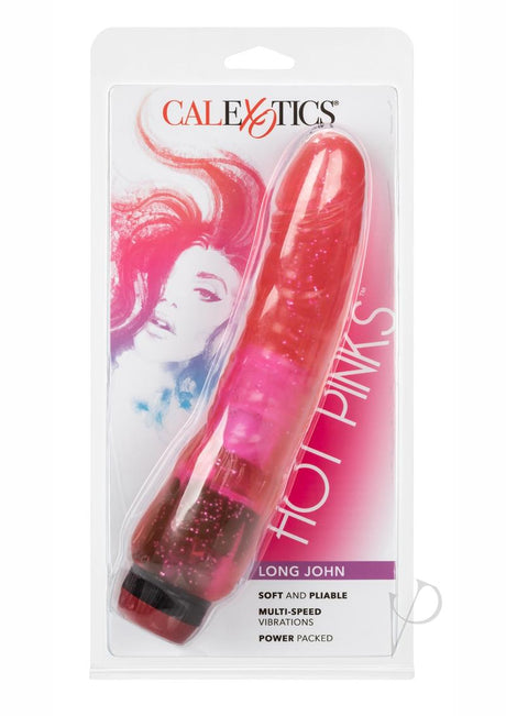 Hot Pinks Long John Vibrating Dildo 8in - Pink