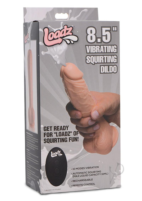 Loadz Vibrating Squirting Dildo with Remote 8.5in - Vanilla