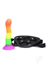 Strap U Proud Rainbow Silicone Dildo with Harness