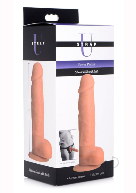 Strap U Silicone Dildo with Balls - Vanilla