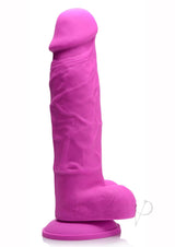 Strap U Power Pecker Silicone 7in Dildo with Balls - Pink