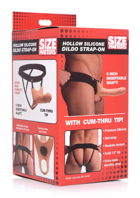 Size Matters Hollow Silicone Dildo Strap-On - Vanilla