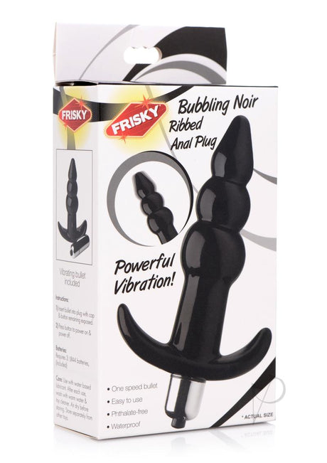 Frisky Bubbling Noir Ribbed Anal Plug - Black