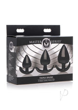Master Series Triple Spades 3 Piece Anal Plug Set - Black