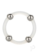 Steel Beaded Silicone Cock Ring - Large - Clear