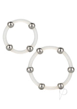 Steel Beaded Silicone Ring Set (2 per set) - Large/XLarge - Clear