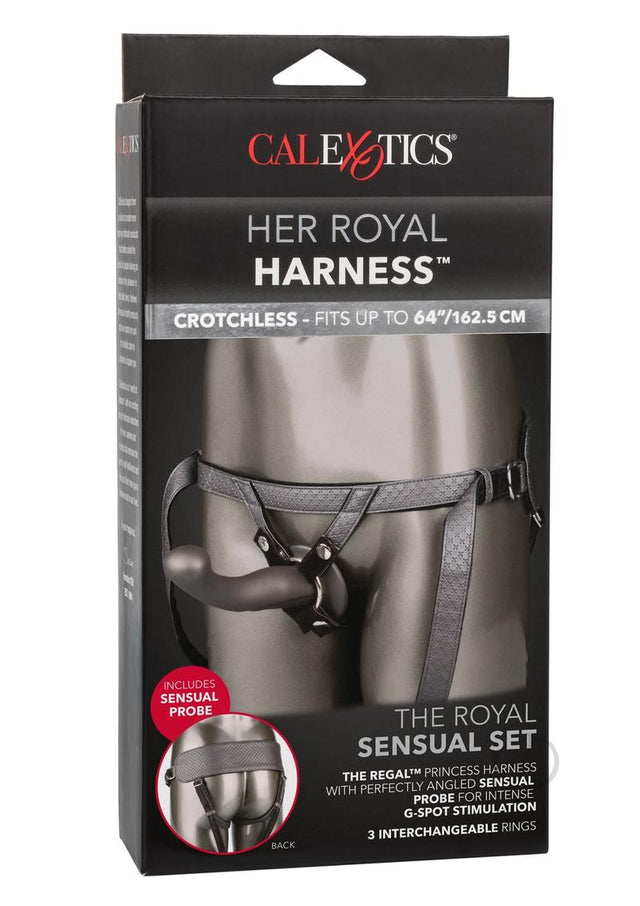 Her Royal Harness The Royal Sensual Set Adjustable Harness with Silicone Sensual G-Probe - Gray