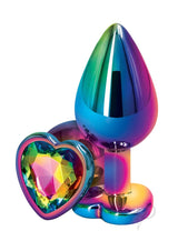Rear Assets Heart Anal Plug - Medium - Multicolor/Rainbow