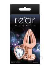 Rear Assets Rose Gold Heart Anal Plug - Medium - Clear