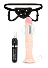 Lux Fetish Realistic Vibrating Dildo with Harness Remote Control 8.5in - Vanilla