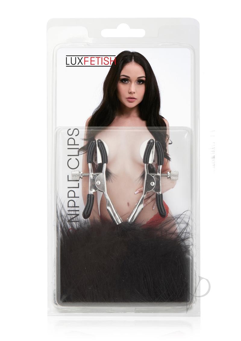 Lux Fetish Feather Nipple Clamps - Black