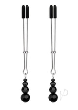 Lux Fetish Adjustable Tweezer Nipple Clips - Black