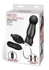 Lux Fetish Inflatable Vibrating Butt Plug with Remote Control 4.5in - Black
