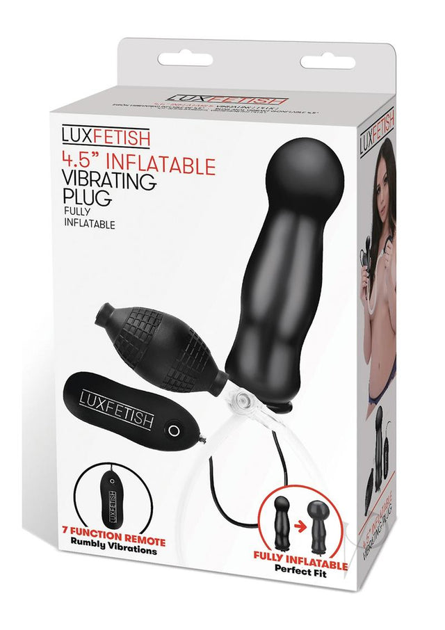 Lux Fetish Inflatable Vibrating Butt Plug with Remote Control 4.5in - Black
