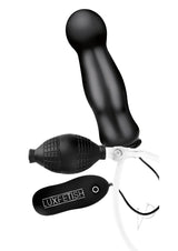 Lux Fetish Inflatable Vibrating Butt Plug with Remote Control 4.5in - Black