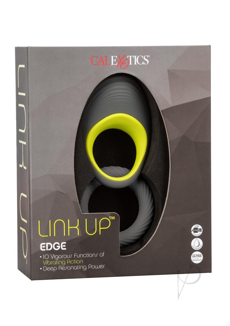 Link Up Edge Silicone Vibrating Cock Ring - Gray/Yellow