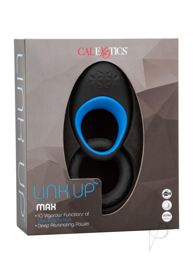 Link Up Max Silicone Vibrating Cock Ring - Black/Blue