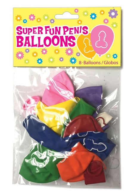 Candyprints Super Fun Penis Balloons Assorted Colors (8 per bag)