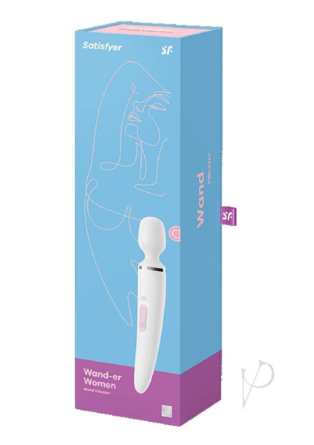 Satisfyer Wand-er Woman USB Rechargeable Silicone Massager 13in - White/Chrome