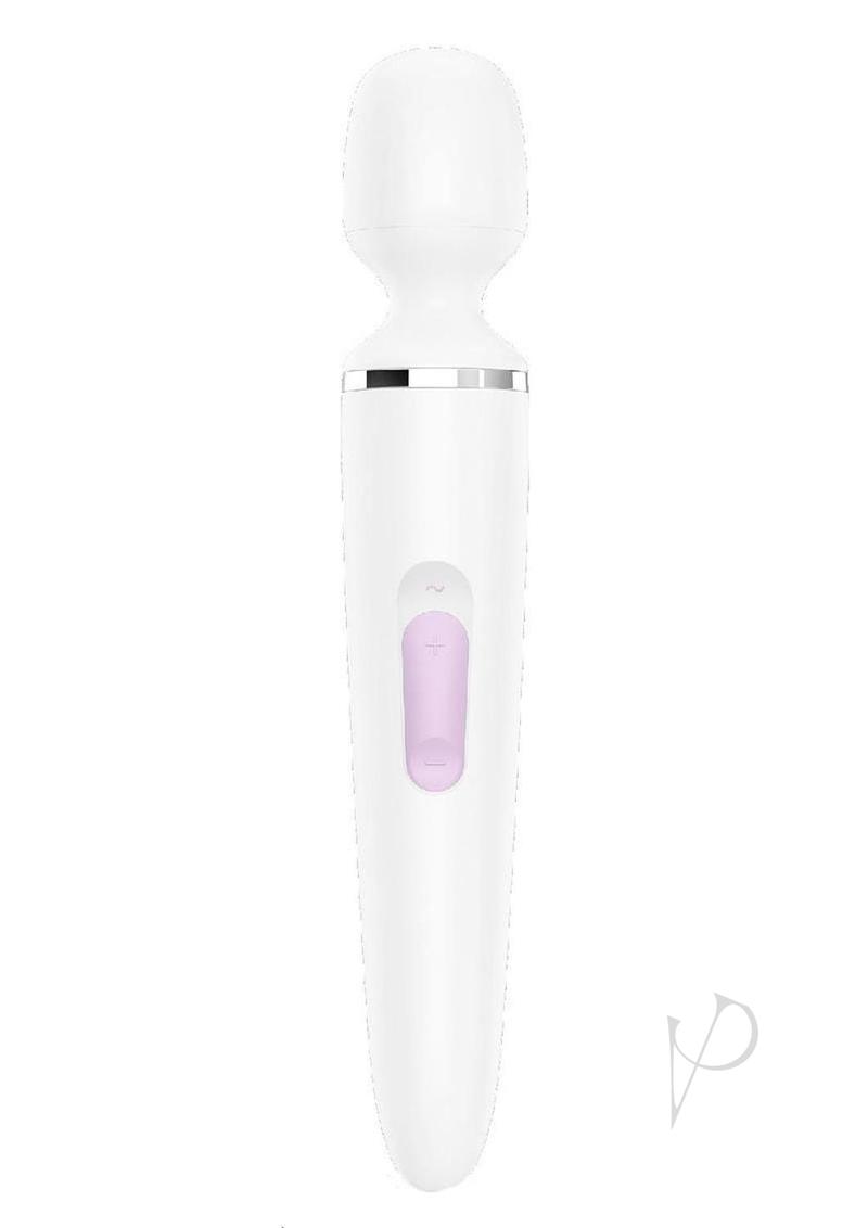 Satisfyer Wand-er Woman USB Rechargeable Silicone Massager 13in - White/Chrome