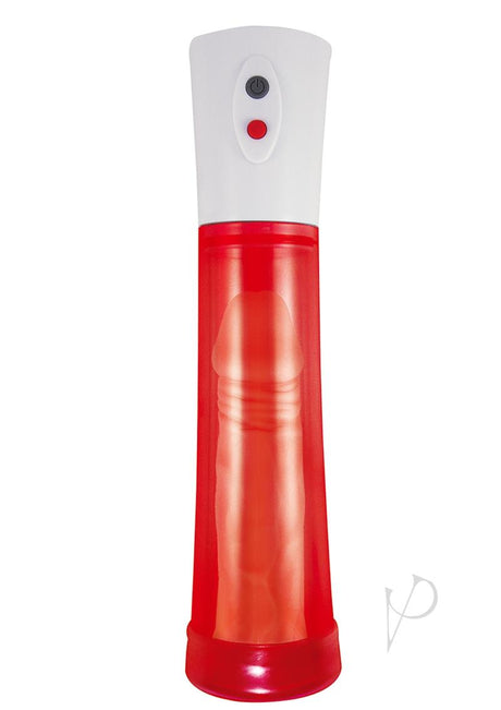 Commander Electric Rechargeable Penis Pump - Red