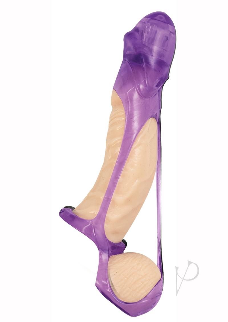 Great Extender Vibrating Sleeve Cock Ring and Ball Cradle - Purple