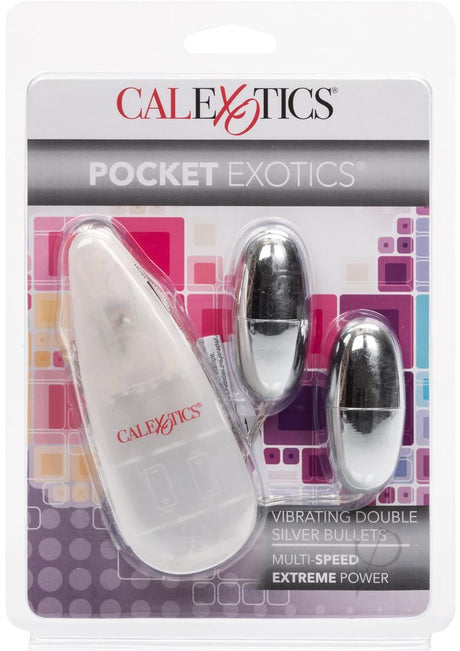 Pocket Exotics Vibrating Double Silver Bullets - Silver