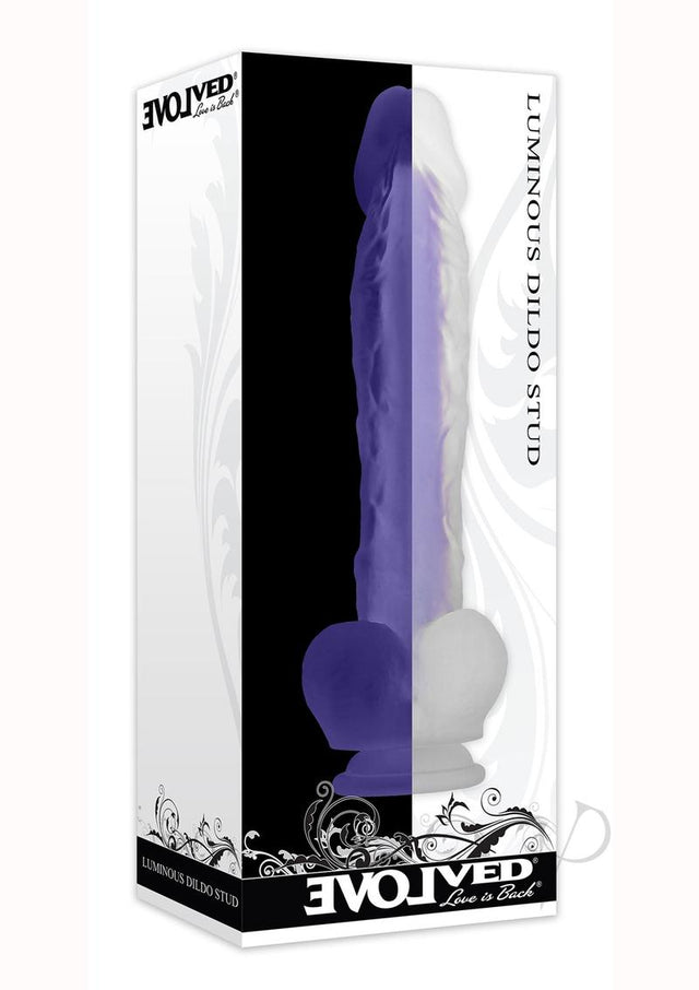 Luminous Stud Dildo with Balls - Purple