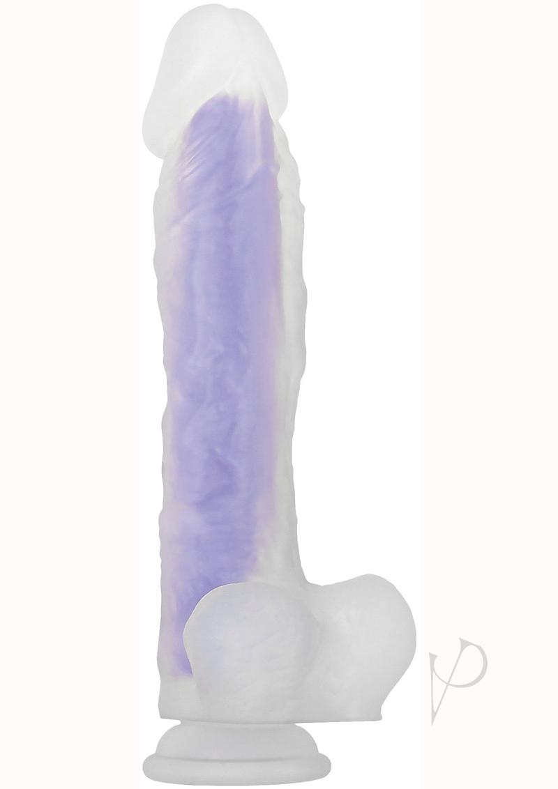 Luminous Stud Dildo with Balls - Purple