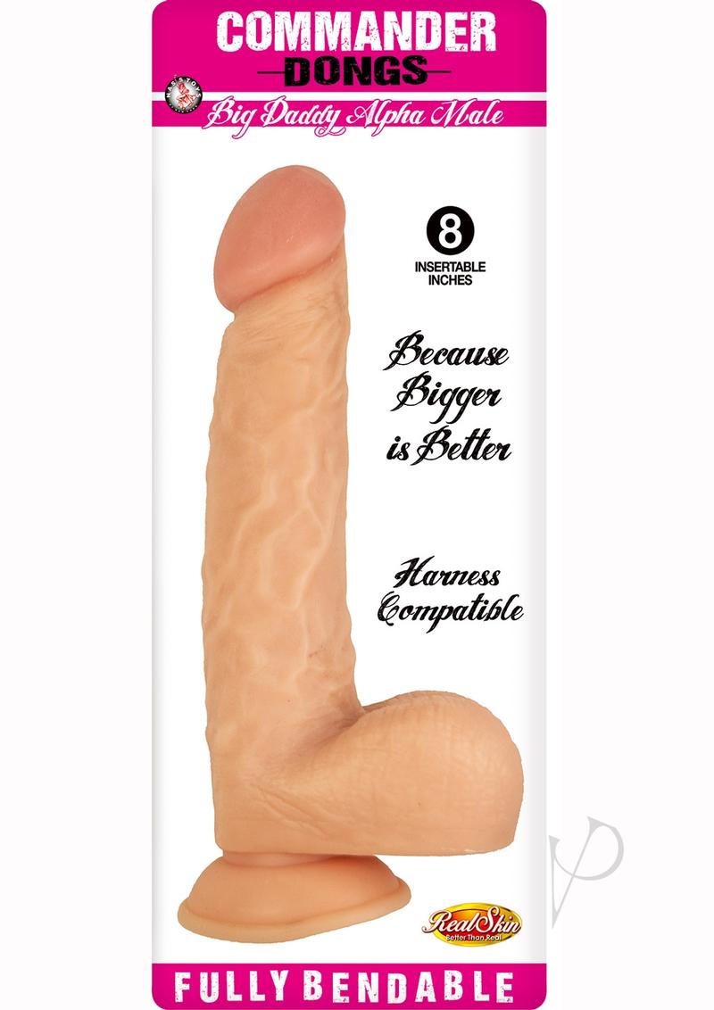 Commander Dongs Big Daddy Alpha Male Bendable Dildo with Balls 8in - Vanilla