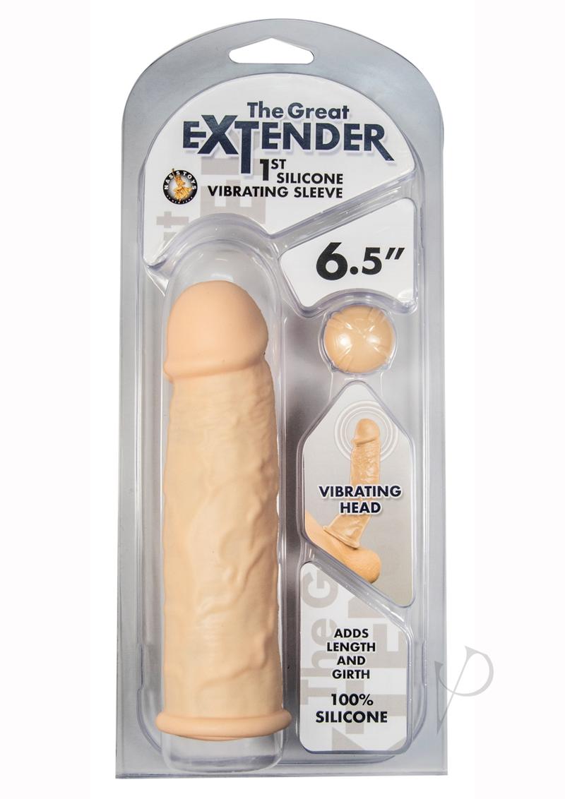 Great Extender 1st Silicone Vibrating Sleeve 6.5in - Vanilla