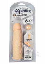 Great Extender 1st Silicone Vibrating Sleeve 6.5in - Vanilla