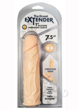 Great Extender 1st Silicone Vibrating Sleeve 7.5in - Vanilla
