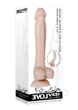 Real Supple Poseable Silicone Dildo with Balls 8.25in - Vanilla