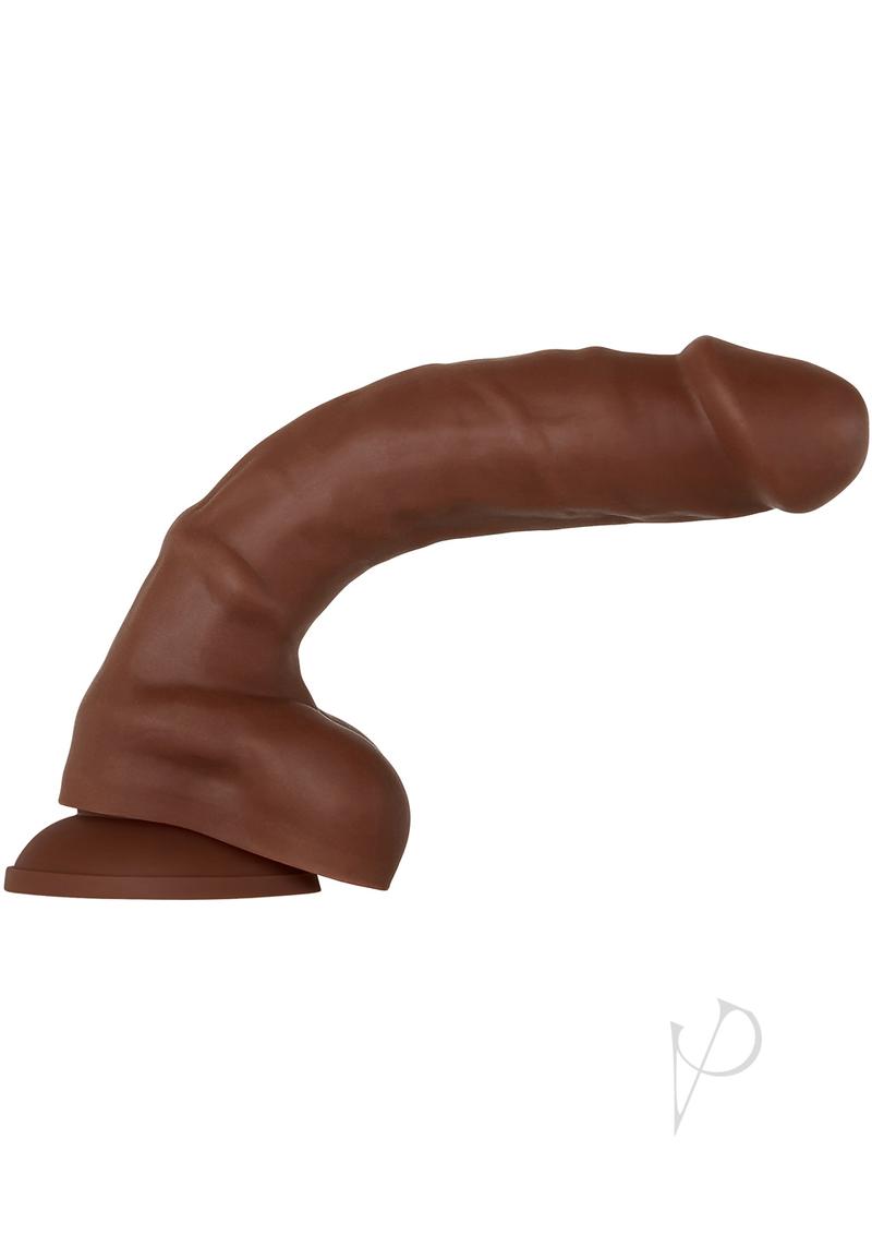 Real Supple Poseable Silicone Dildo with Balls 8.25 in - Chocolate