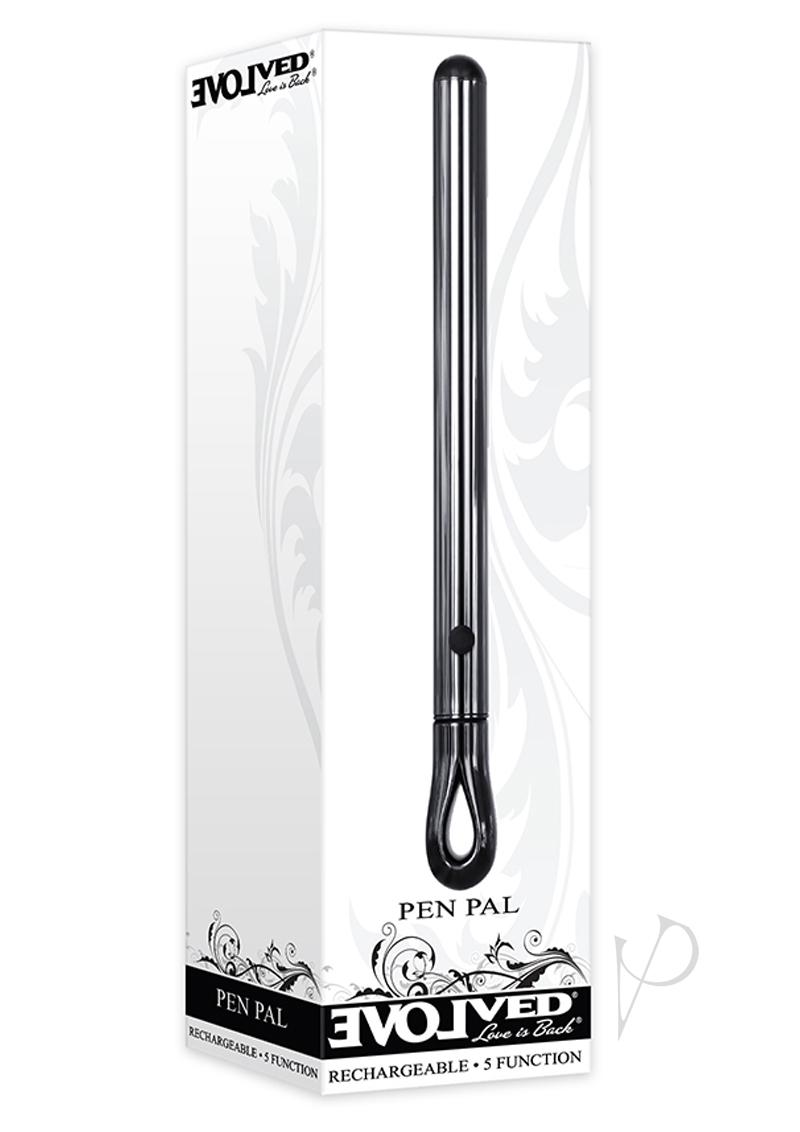 Pen Pal Rechargeable Compact Stainless Steel Vibrator - Black Chrome