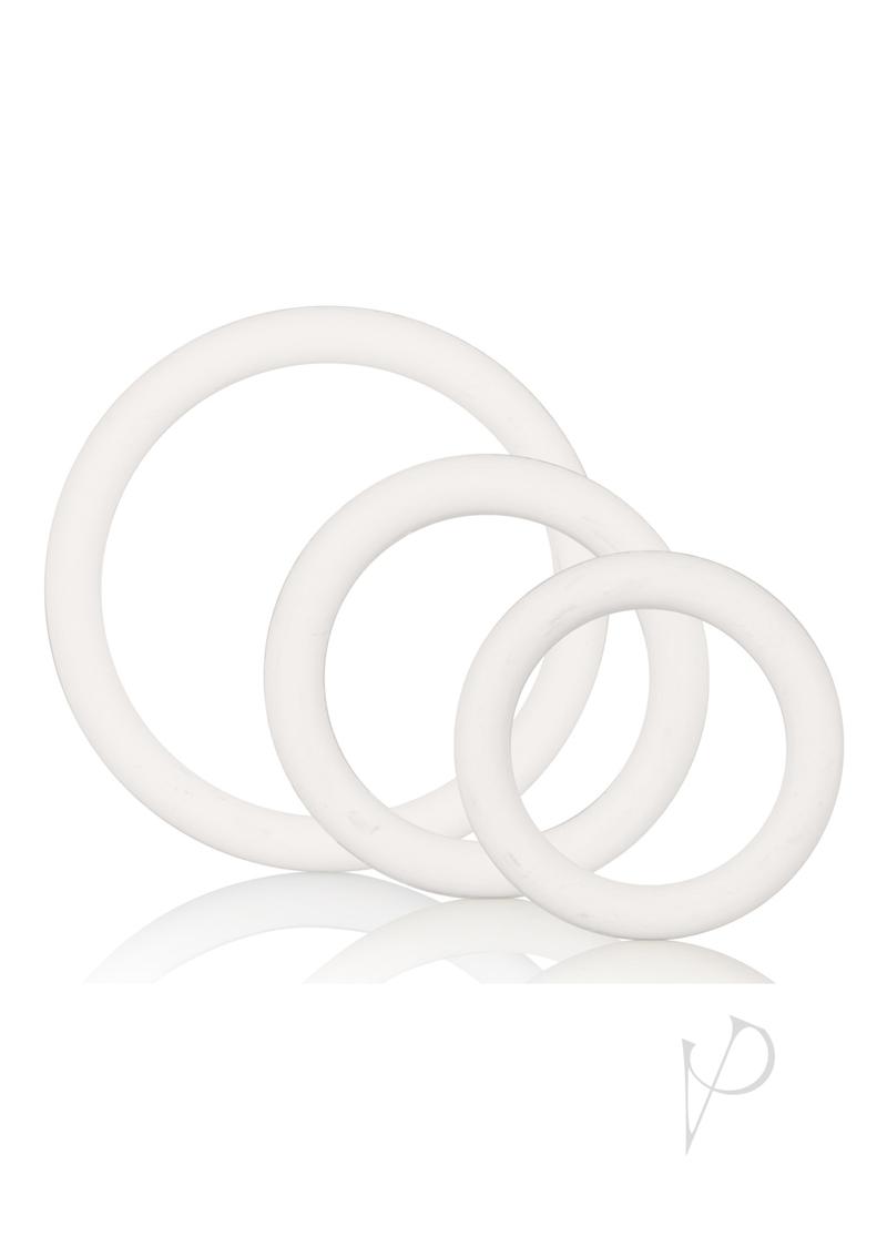 White Rubber Cock Rings (3 Piece Set) - White