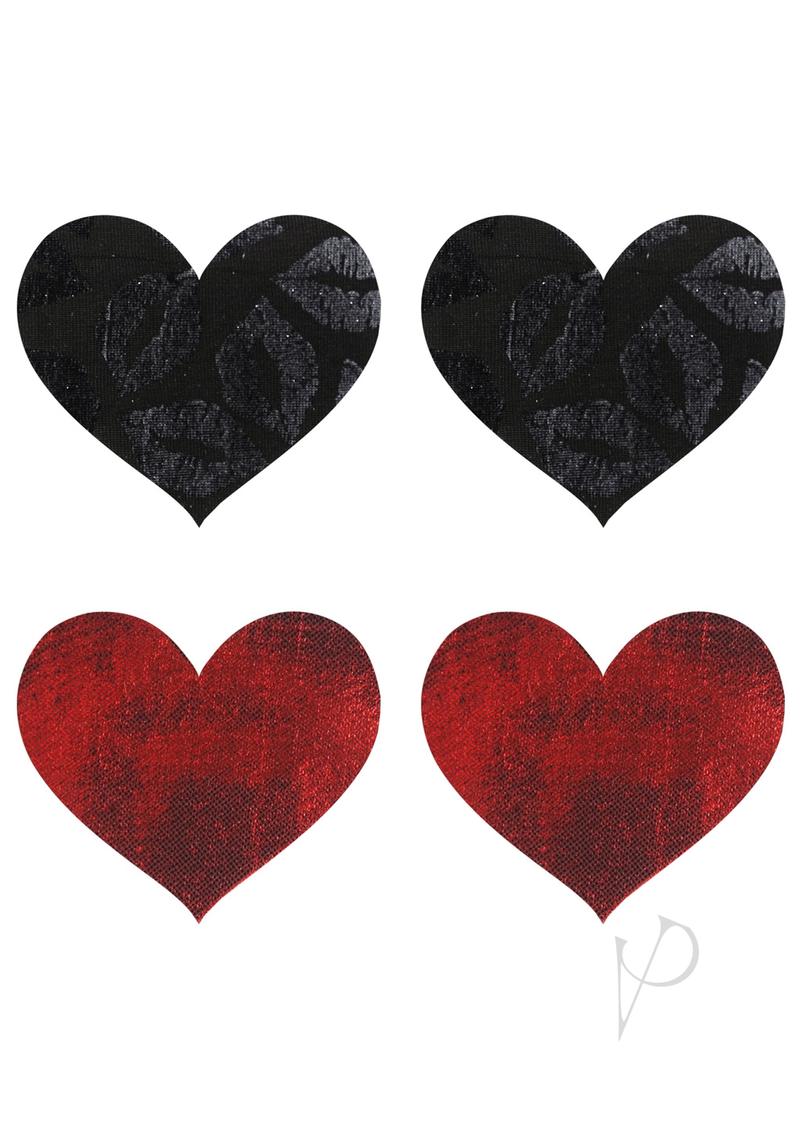 Stolen Kisses Hearts Pasties - Red/Black