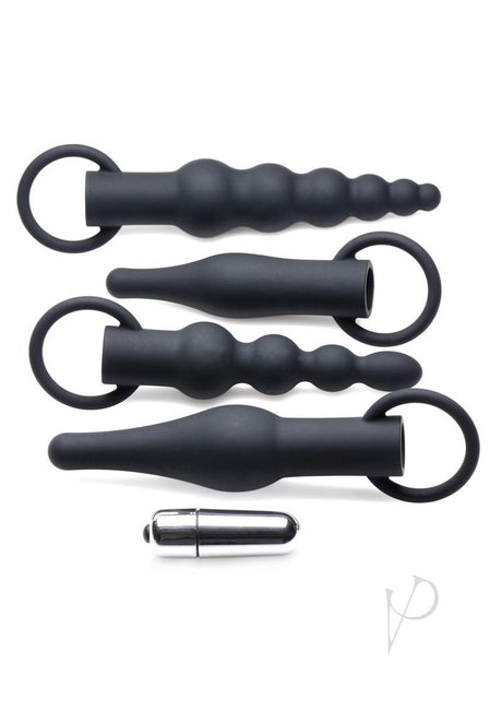 Master Series Premium Ranged Rimmers 3X Vibrating Silicone Rimming Anal Training Set (5 piece) - Black