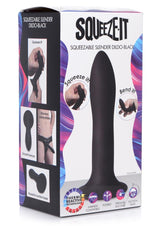 Squeeze-It Squeezable Slender Silicone Dildo 5.3in - Black