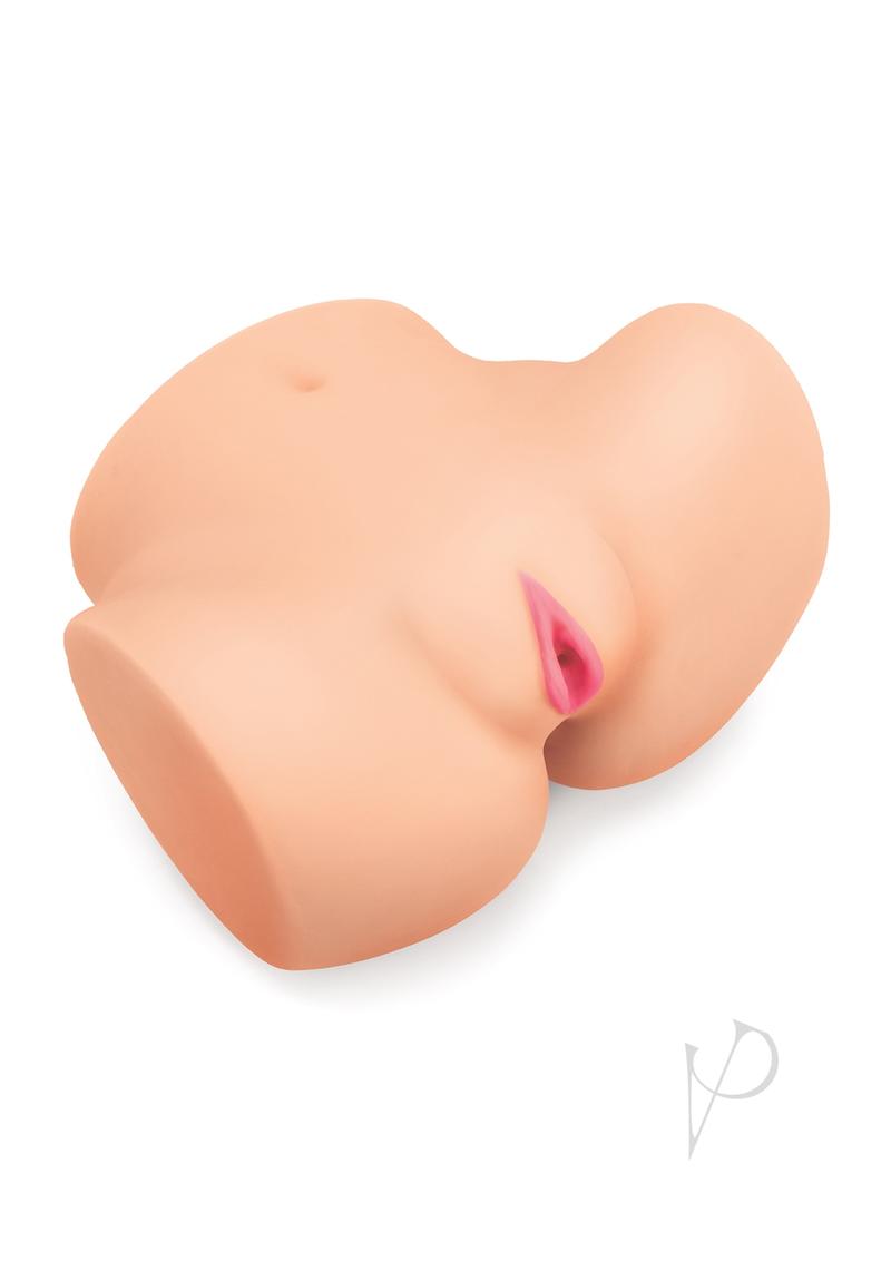LuvDollz Remote Controlled Spread Eagle Vibrating Rechargeable Masturbator with Bullets and Remote Control - Pussy and Ass - Vanilla