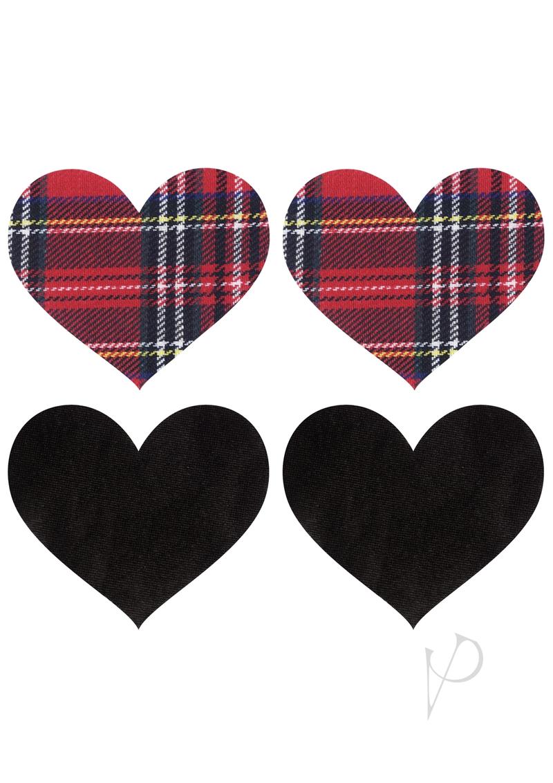Peekaboo Schoolgirl Hearts Pasties - Red