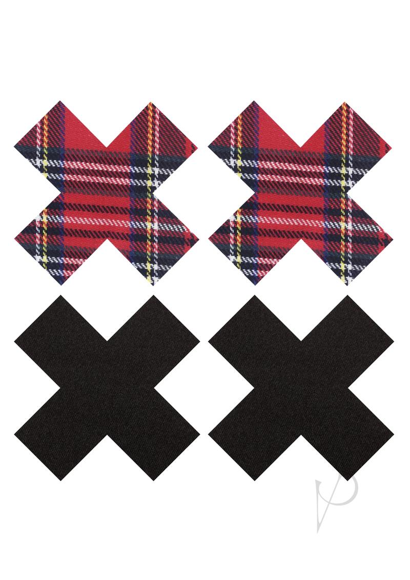 Peekaboo Schoolgirl X Pasties - Red/Black