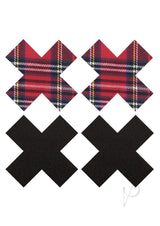 Peekaboo Schoolgirl X Pasties - Red/Black