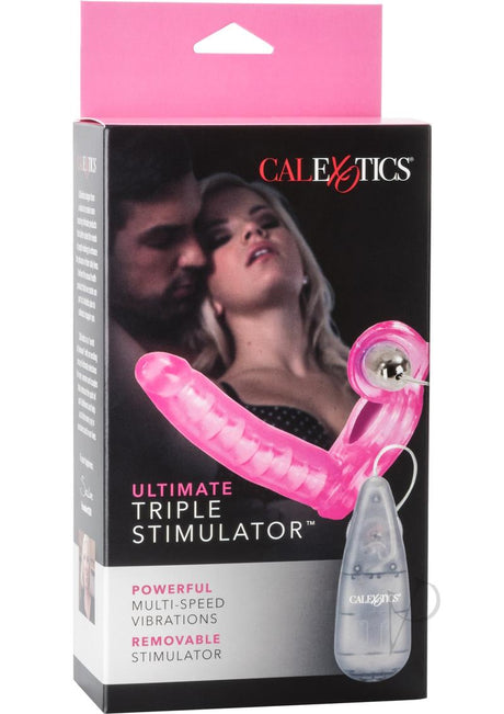 Ultimate Triple Stimulator Vibrating Cock Ring with Remote Control - Pink