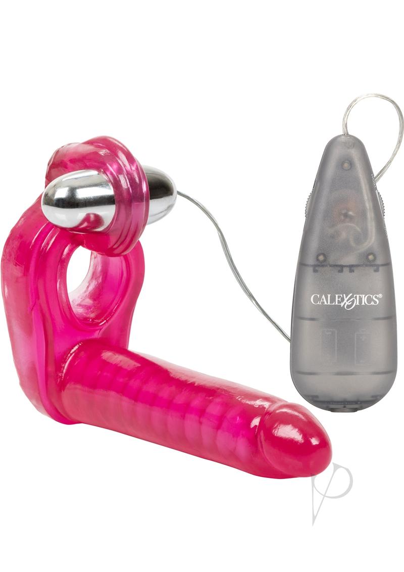 Ultimate Triple Stimulator Vibrating Cock Ring with Wired Remote Control - Pink