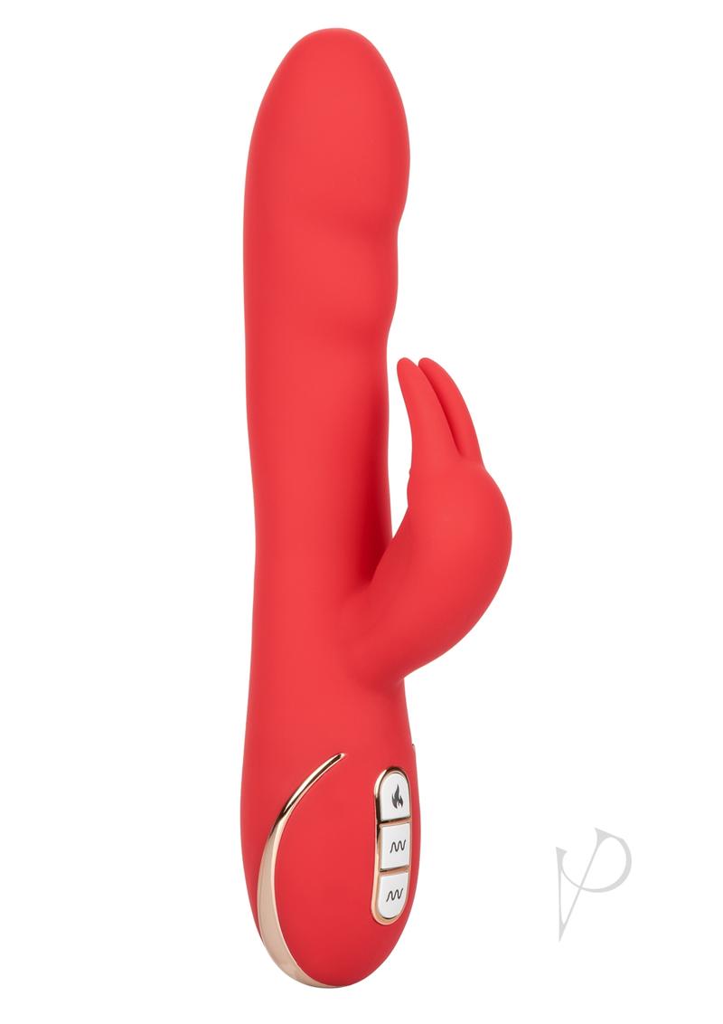 Jack Rabbit Signature Heated Silicone Ultra-Soft Rabbit Rechargeable Vibrator - Red