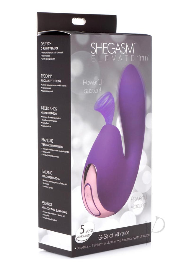 Inmi Shegasm Elevate G-Spot Silicone Rechargeable Vibrator with Clitoral Stimulator - Purple