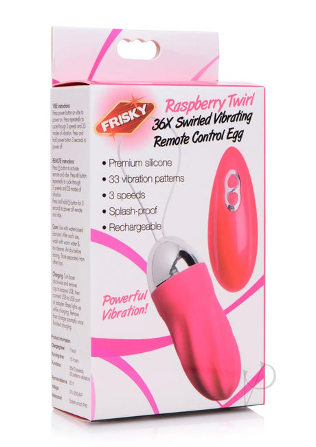 Frisky Raspberry Twirl 36x Swirled Silicone Rechargeable Vibrating Remote Control Egg - Magenta