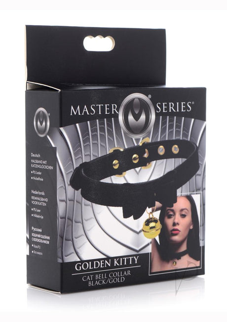 Master Series Golden Kitty Cat Bell Collar - Black/Gold